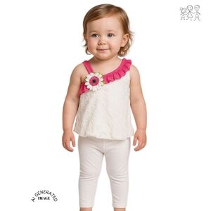 RARE EDITION GIRL'S ONE SHOULDER PANT SET SZ 12 MOS